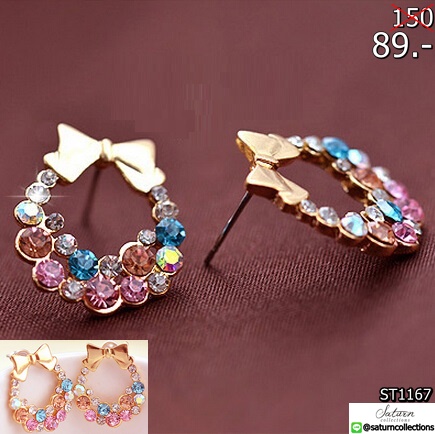 Free-Shipping-10-mix-order-New-Fashion-Imitation-Colorful-Rhinestone-Bow-Earrings-E41-Vintage-Jewelry